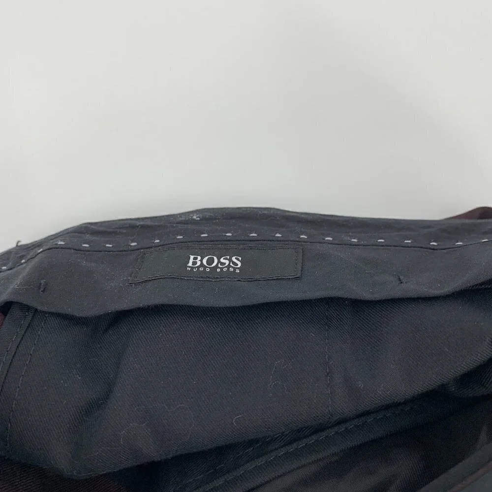Hugo Boss Gido flat front wool trousers pants slim fit brown unhemmed new 36